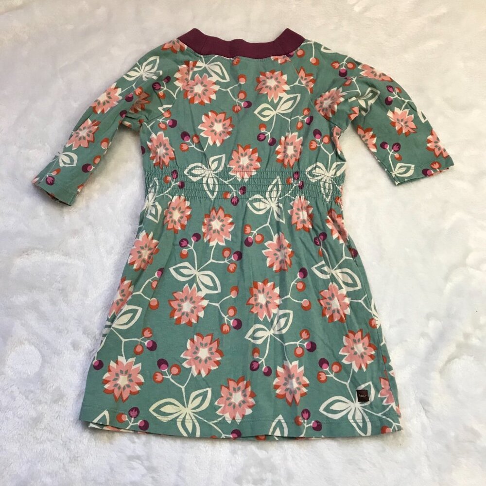 Tea Collection Floral Knit Dress Toddler Girls 2 Multicolor V-Neck 100% Cotton - Picture 10 of 12